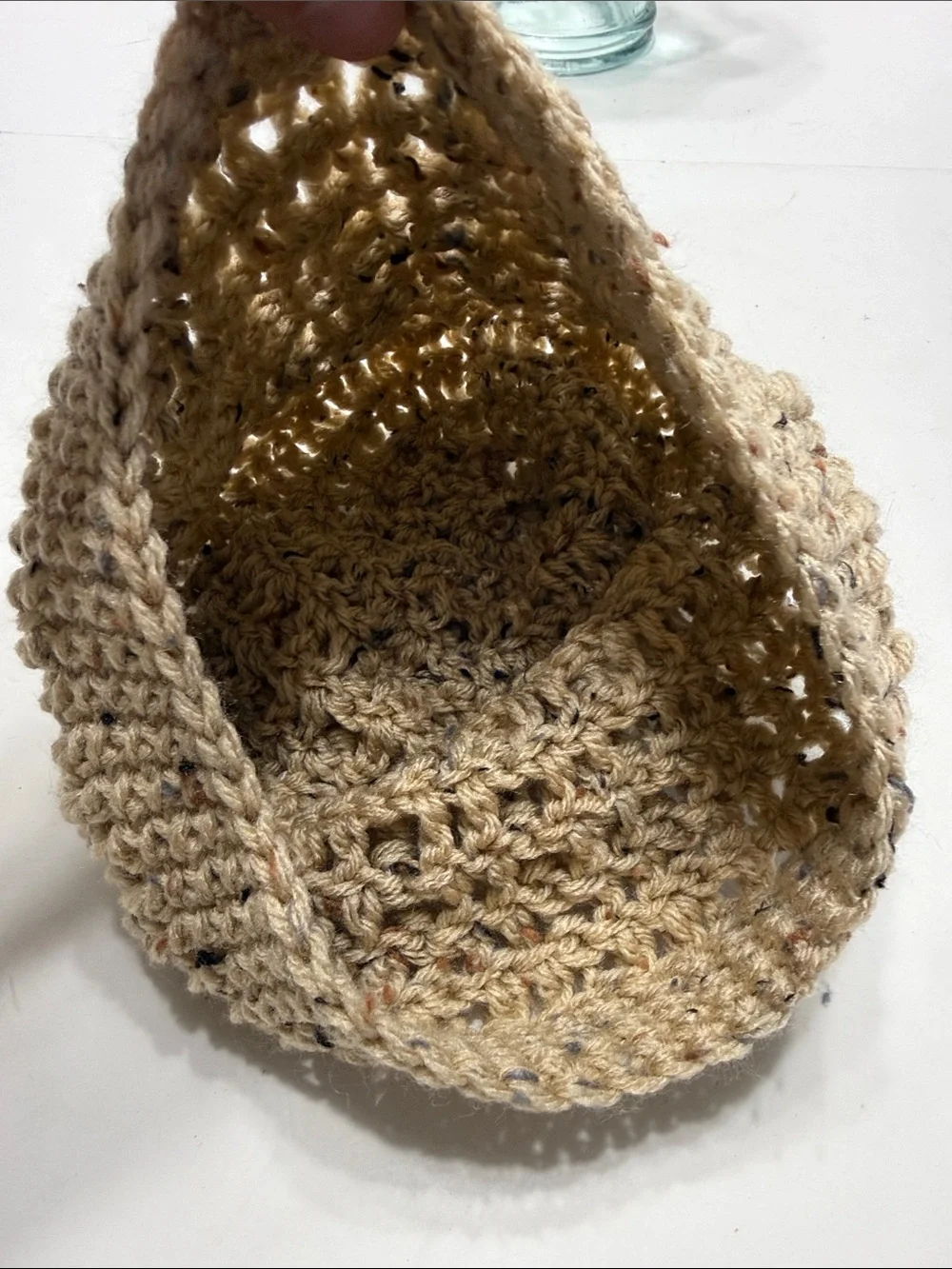 Speckled Beige Crochet Knit Beanie